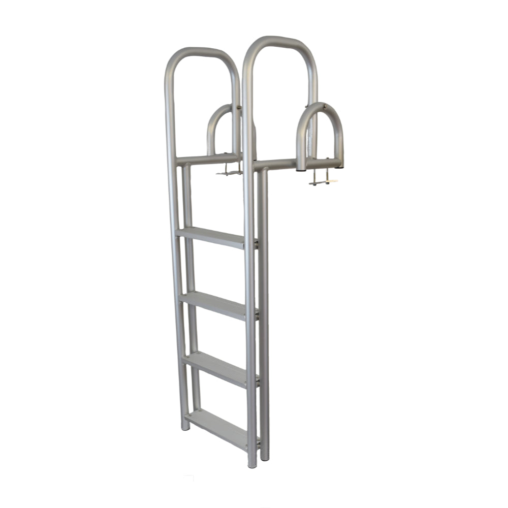 Heavy-Duty 4-Step Flip-Up Dock Ladder – Marine Grade Anodized Aluminum – 300lb Capacity