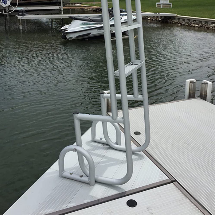 4-Step Heavy Duty Anodized Aluminum Dock Ladder with Flip-Up Kit