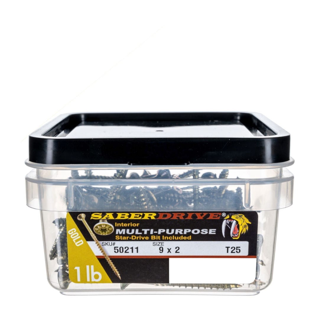 9 x 2" Star Drive Yellow Zinc SaberDrive® Multi-Purpose Screws
