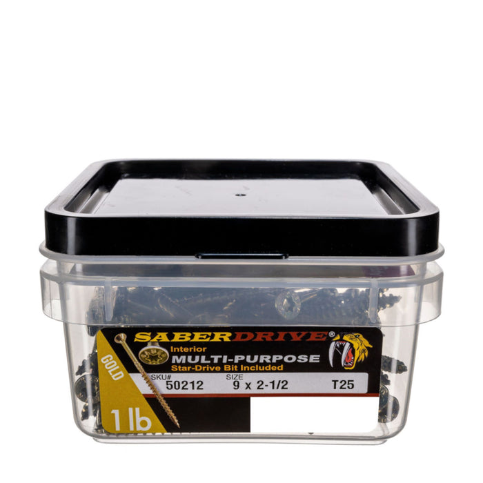9 x 2-1/2" Star Drive Gold SaberDrive® Multi-Purpose Screws 1 lb. Tub (90 pcs.)