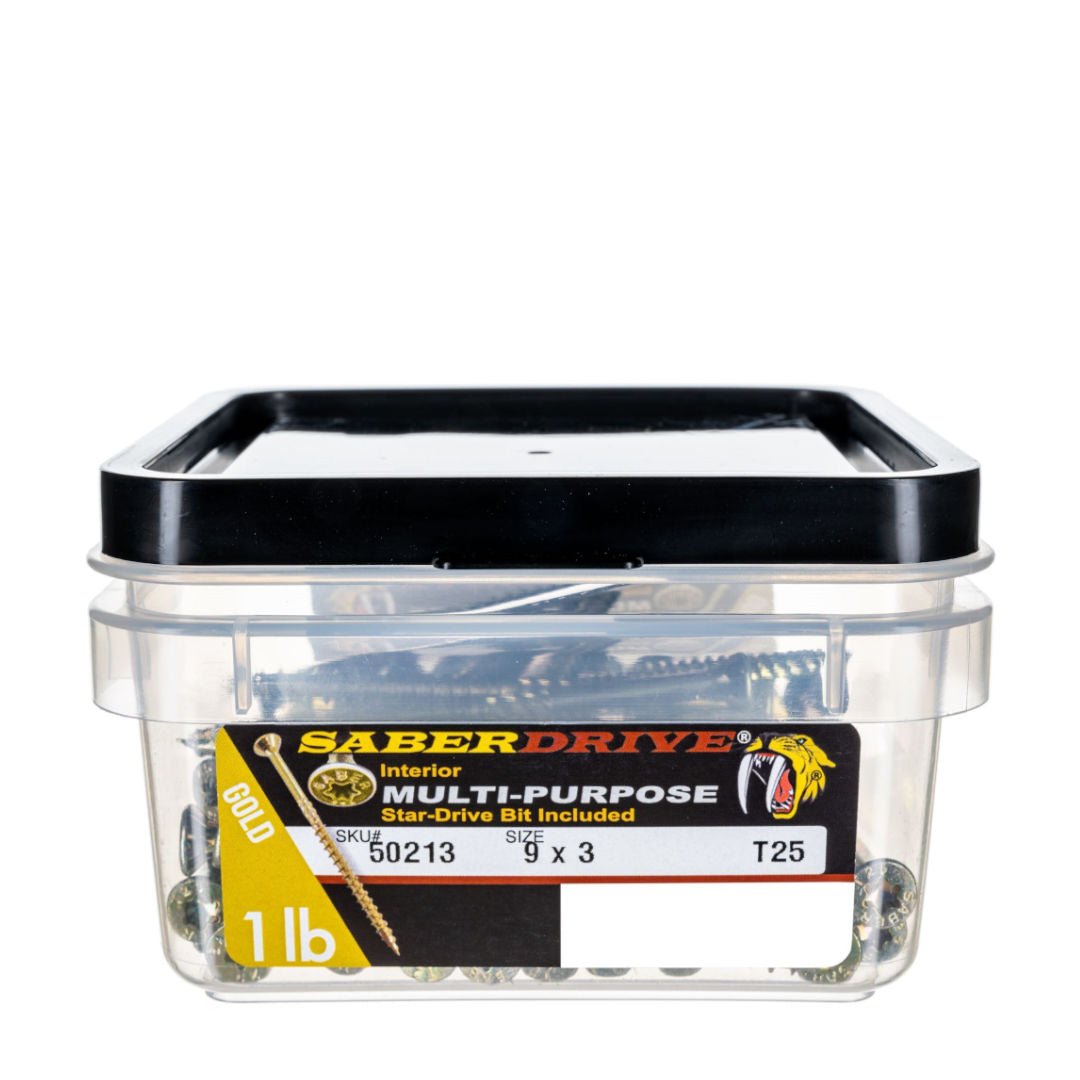 9 x 3" Star Drive Yellow Zinc SaberDrive® Multi-Purpose Interior Screws