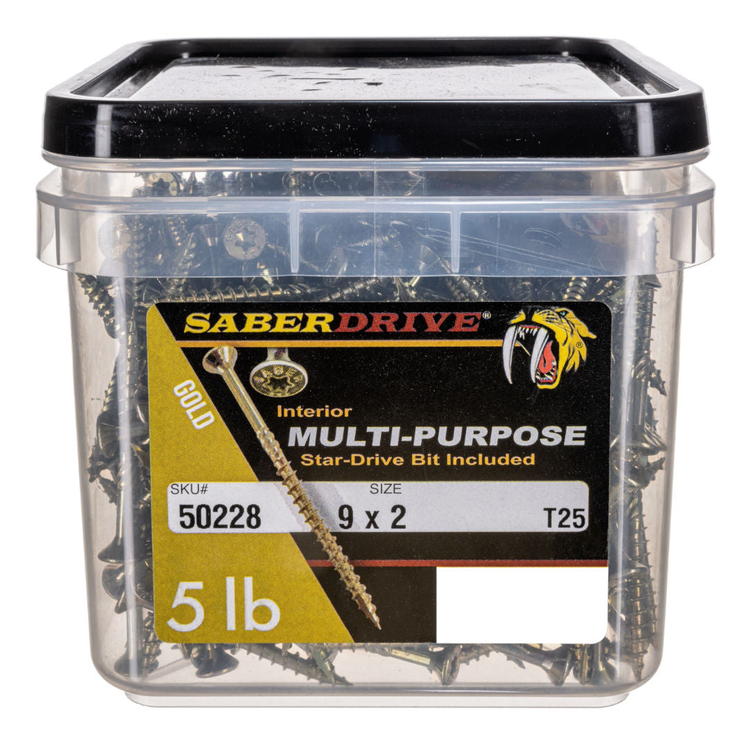 9 x 2" Star Drive Yellow Zinc SaberDrive® Multi-Purpose Screws