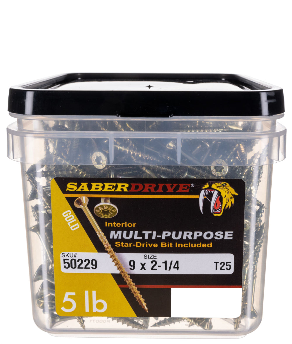 9 x 2-1/4" Star Drive Yellow Zinc SaberDrive® Multi-Purpose Screws