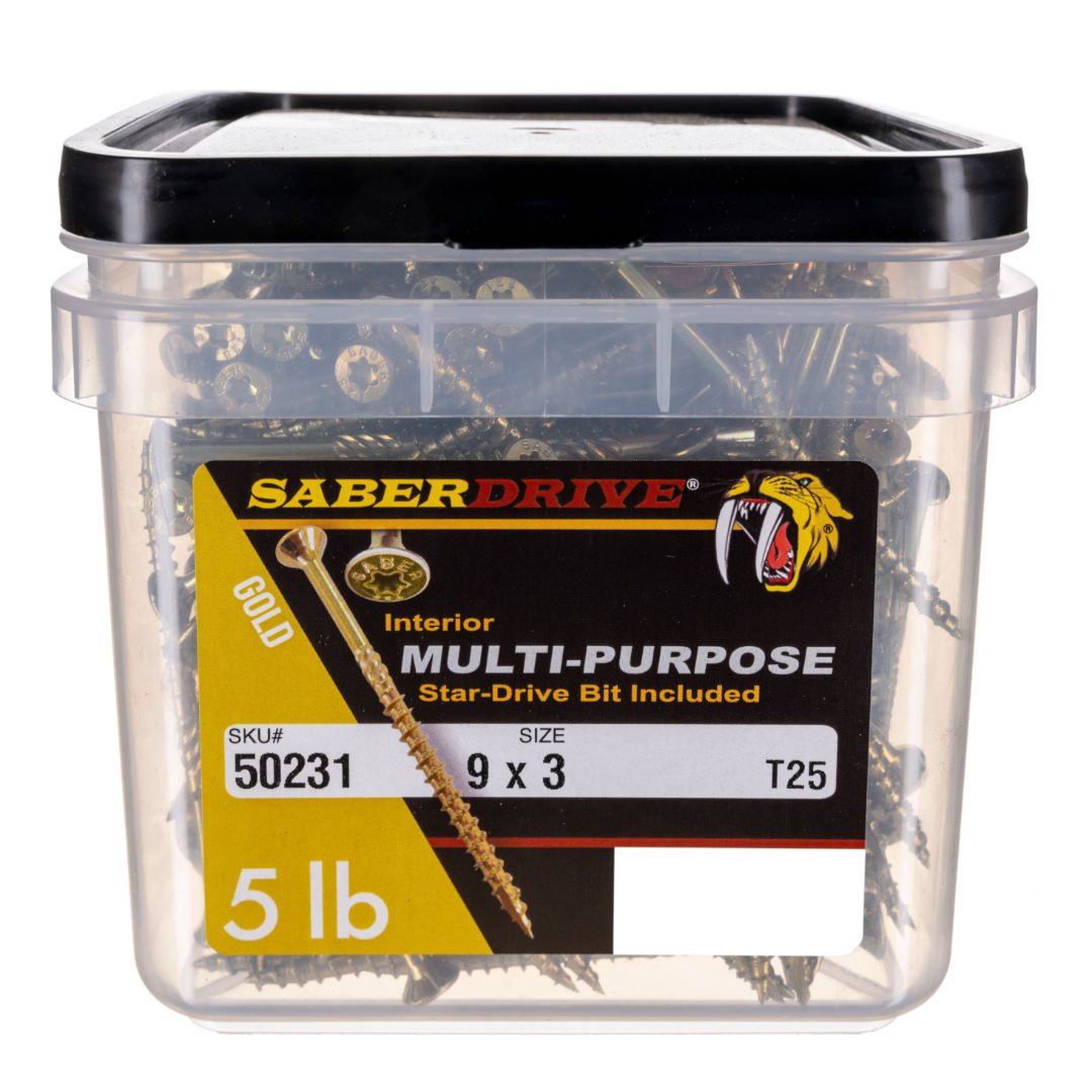 9 x 3" Star Drive Yellow Zinc SaberDrive® Multi-Purpose Interior Screws