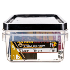8 x 2" Star Drive Gold Trim Saberdrive Screws 1 lb. Tub (169 pcs.)