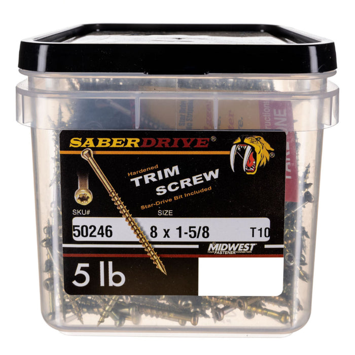 8 x 1-5/8" Star Drive Yellow Zinc SaberDrive® Trim Screws