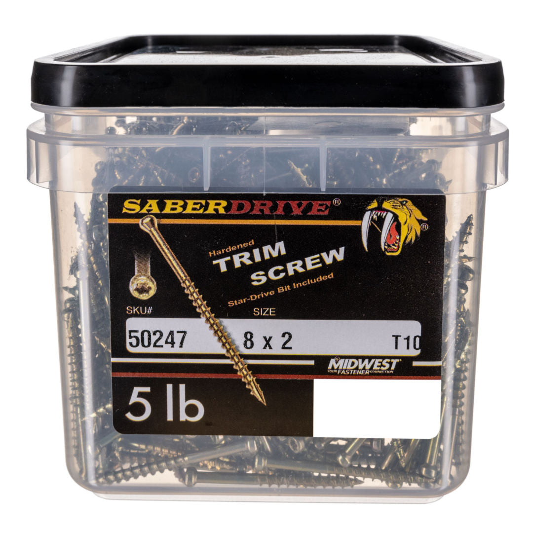 8 x 2" Star Drive Yellow Zinc SaberDrive® Trim Screws
