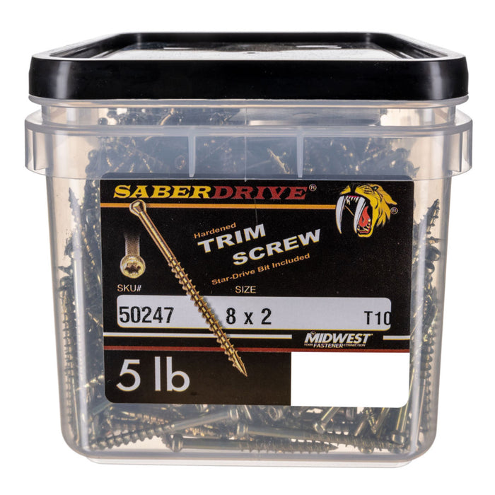 8 x 2" Star Drive Gold SaberDrive® Trim Screws 5 lb. Tub (893 pcs.)