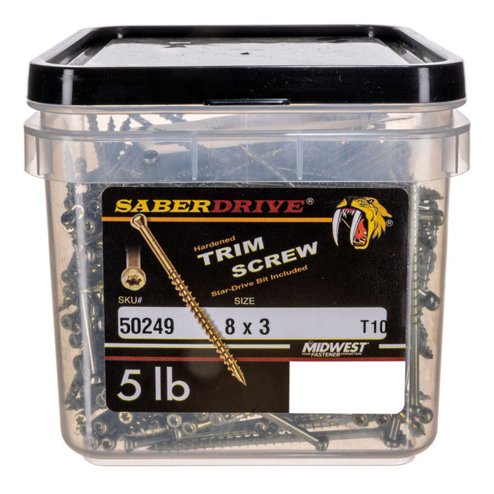 8 x 3" Star Drive Gold SaberDrive® Trim Screws 5 lb. Tub (588 pcs.)