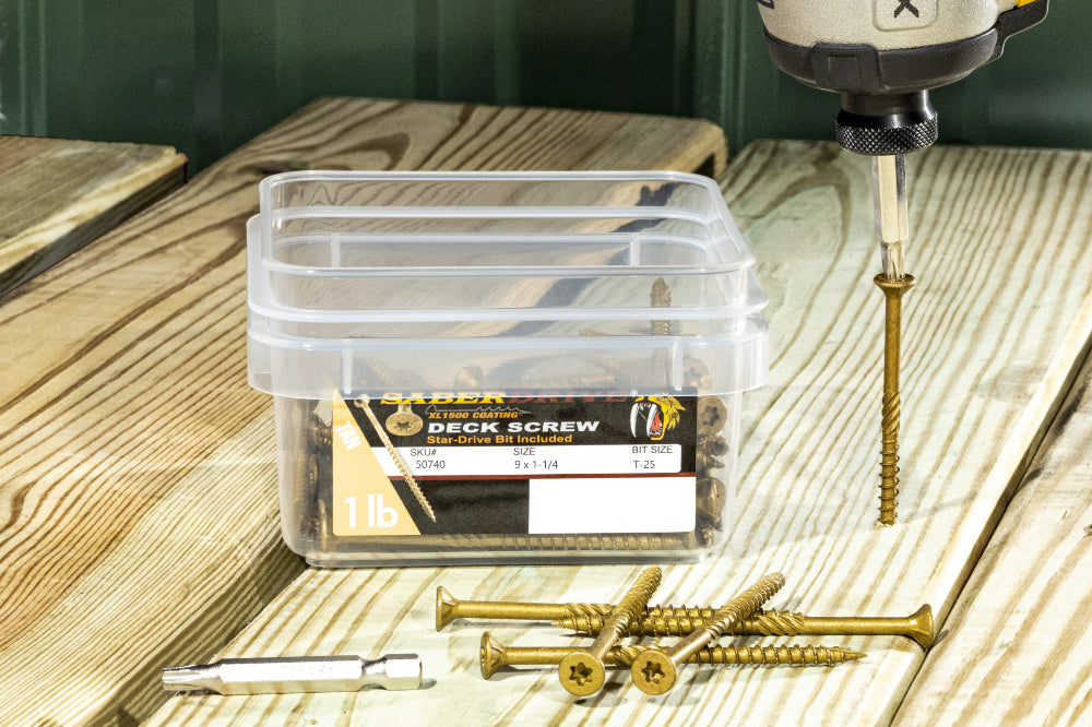 9 x 1-1/4" Star Drive Tan SaberDrive® Deck Screws 1 lb. Tub (185 pcs.)