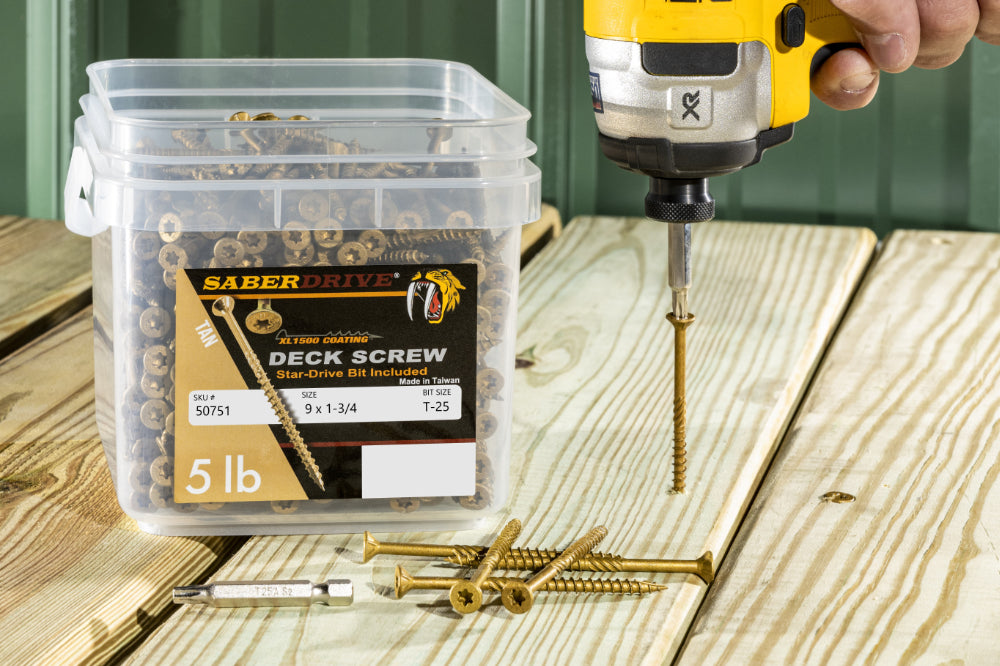 9 x 1-3/4" Star Drive Tan XL1500 Exterior Saberdrive Deck Screws