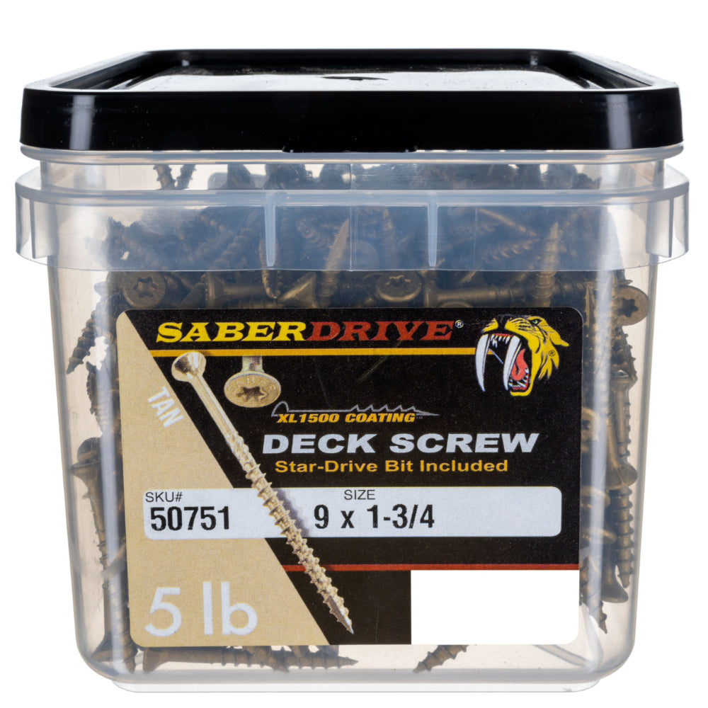 9 x 1-3/4" Star Drive Tan XL1500 Exterior Saberdrive Deck Screws