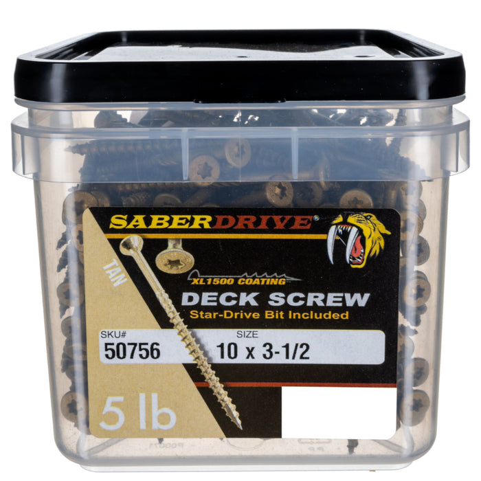 10 x 3-1/2" Star Drive Tan SaberDrive® Deck Screws 5 lb. Tub (275 pcs.)