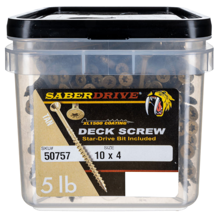 10 x 4" Star Drive Tan SaberDrive® Deck Screws 5 lb. Tub (243 pcs.)