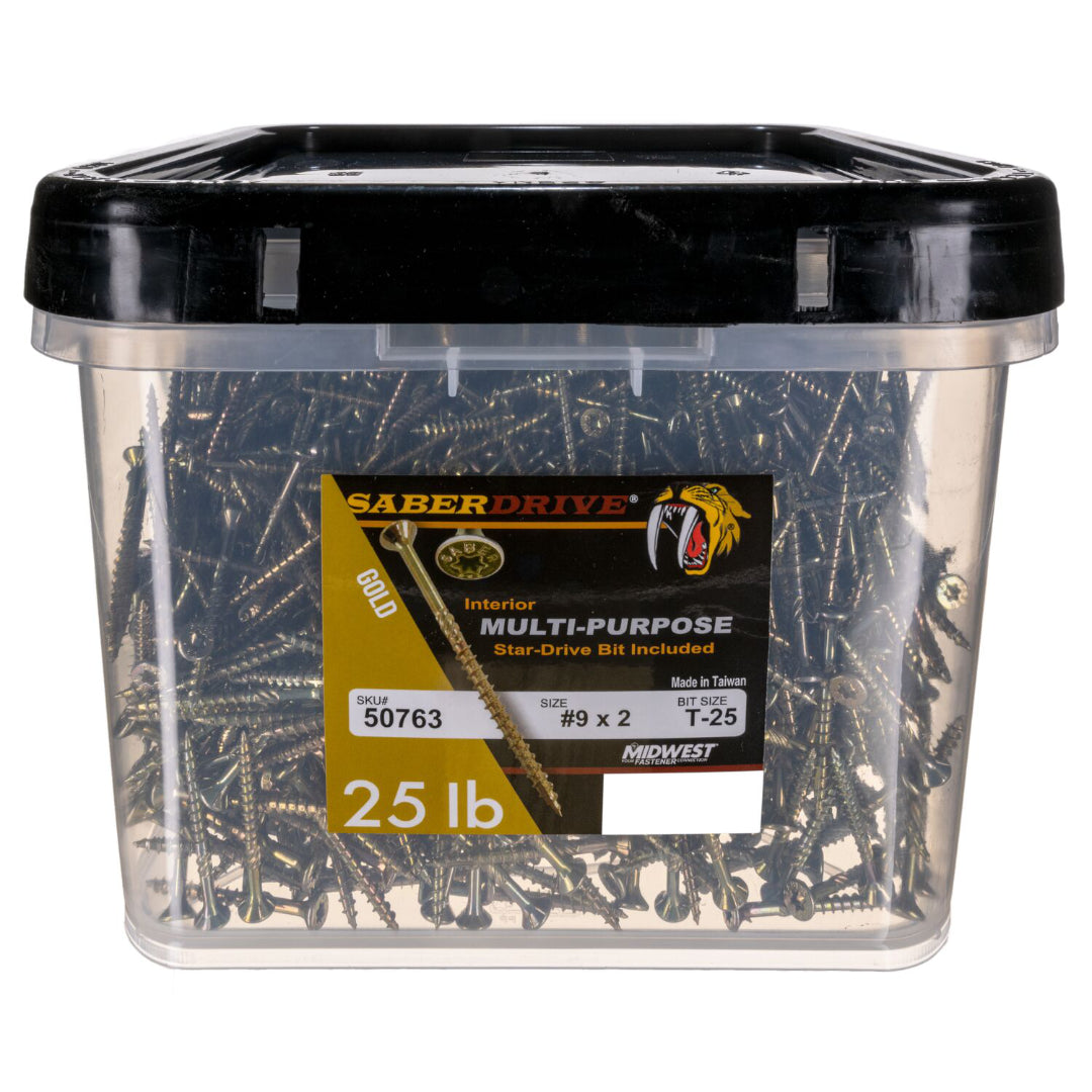 9 x 2" Star Drive Yellow Zinc SaberDrive® Multi-Purpose Screws