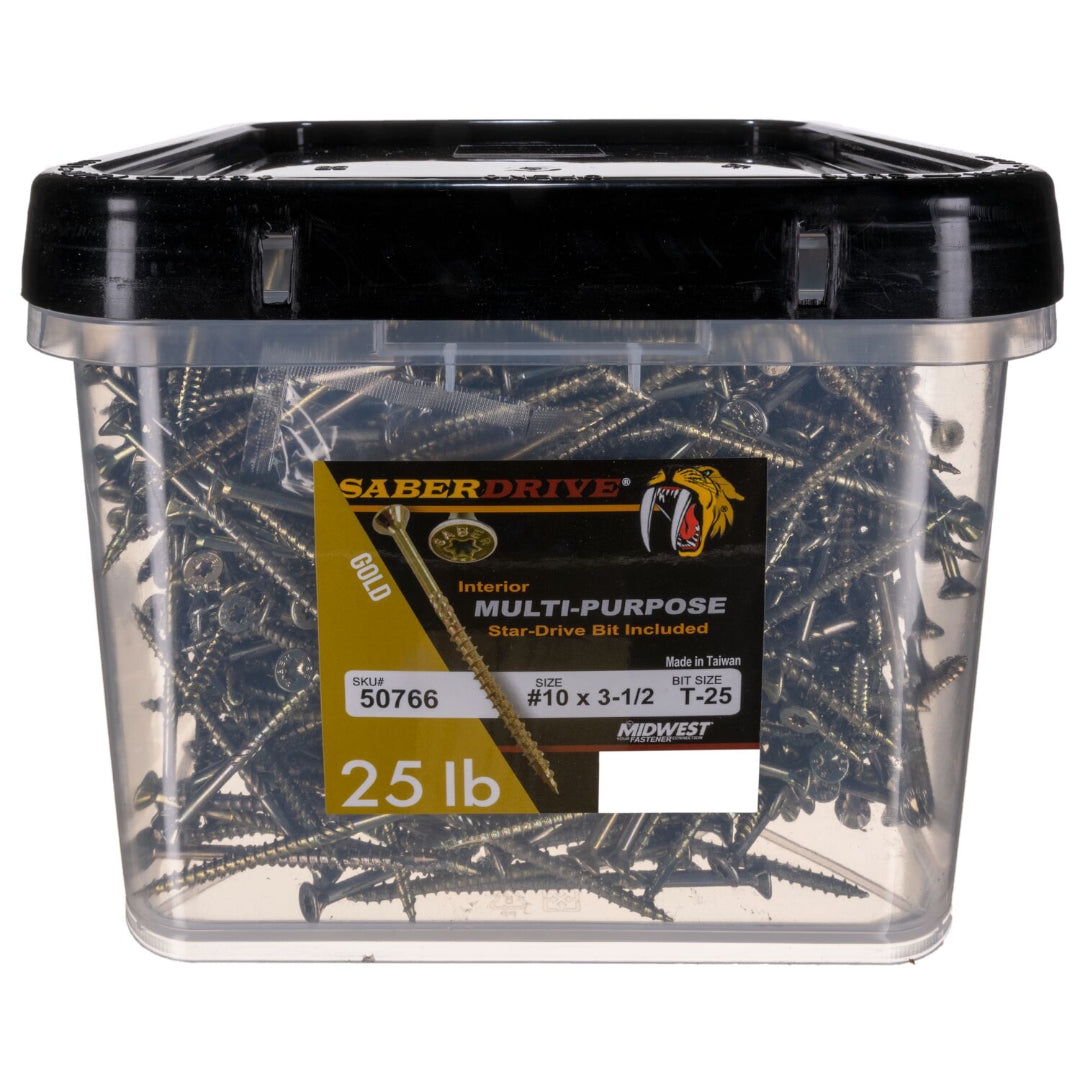 10 x 3-1/2" Star Drive Gold SaberDrive® Multi-Purpose Screws