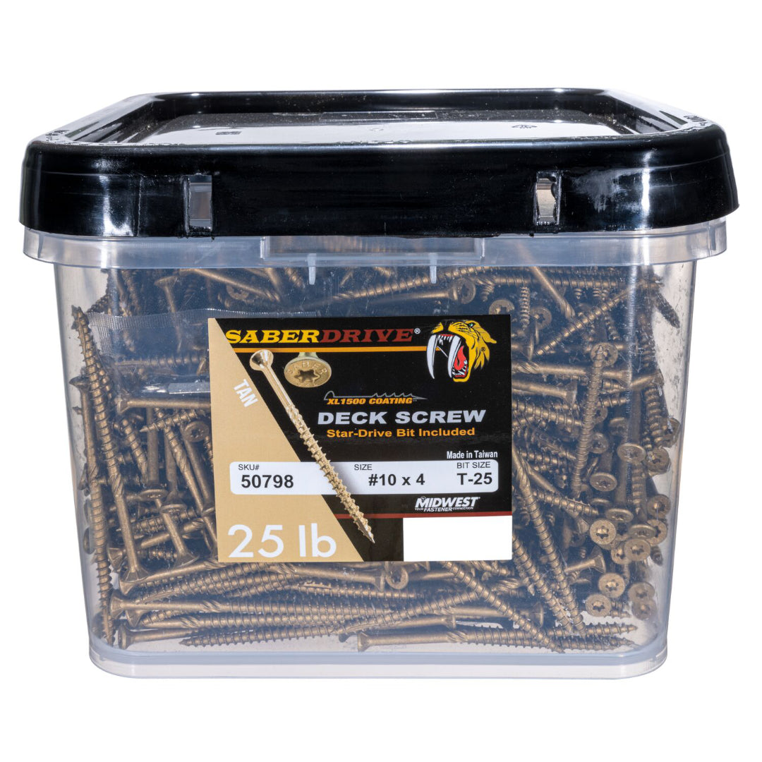 SaberDrive® Star Drive Construction Tan Deck Screws