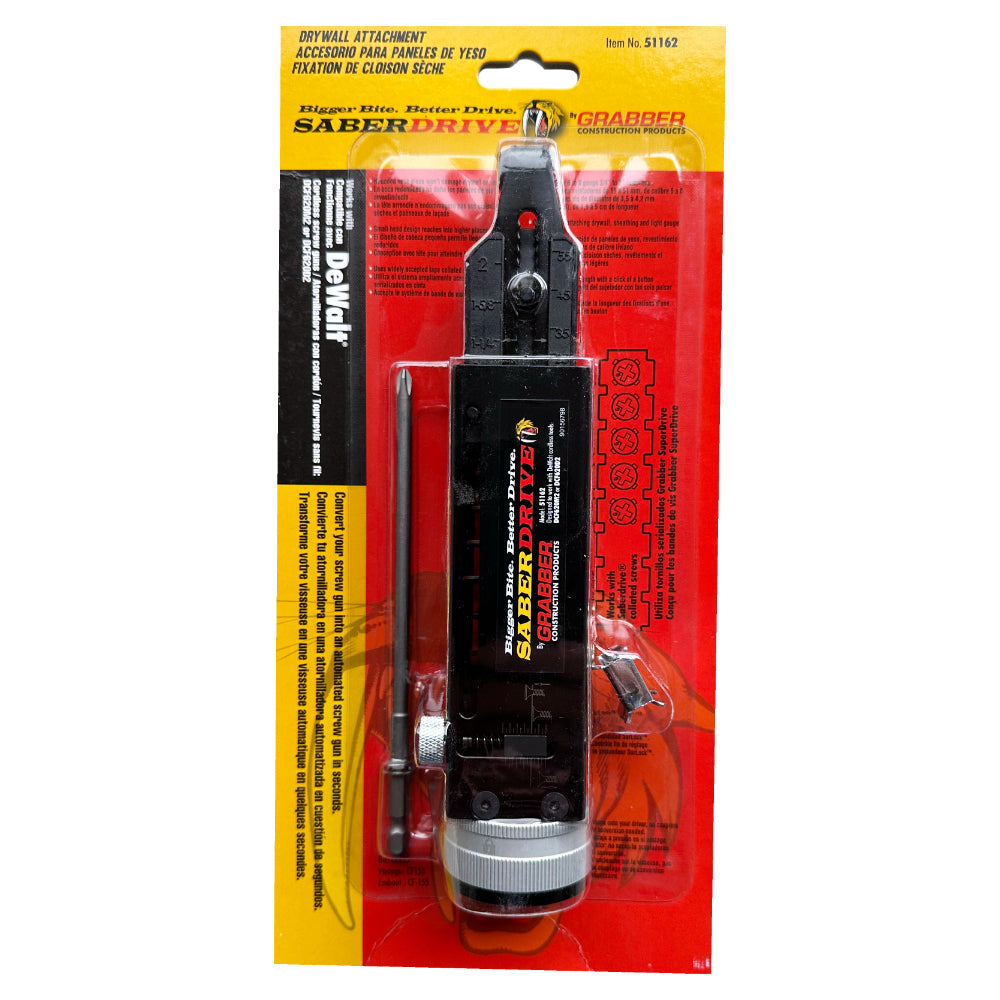 SaberDrive® by Grabber Drywall Strip Screw Gun Attachment, Bit Included