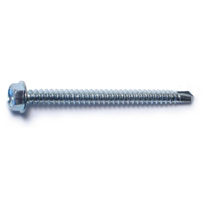 #8-18 x 2" Zinc Plated Steel Hex Washer Head Self-Drilling Screws