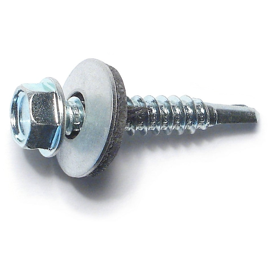 #12-14 x 1-1/4" Zinc Plated Steel Hex Bonded Washer Head Self-Drilling Screws
