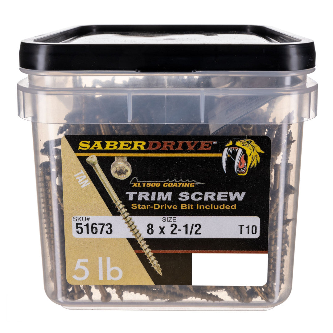 8 x 2-1/2" Star Drive Tan XL1500 SaberDrive® Trim Screws