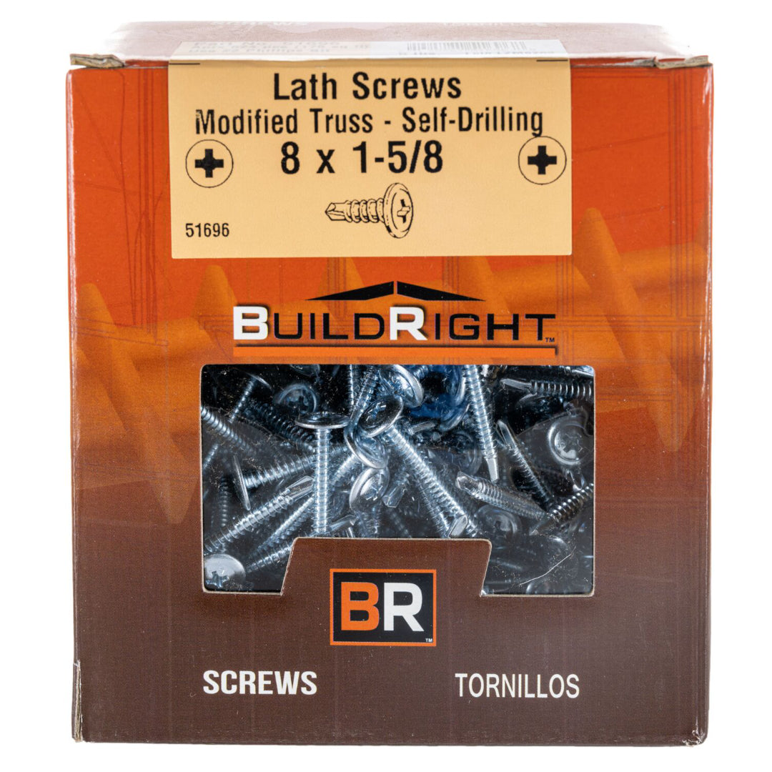 #8-18 x 1-5/8" Zinc Plated Steel Modified Phillips Truss Head Self-Drilling Screws