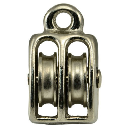 1" Nickel Fixed Eye Double Pulley