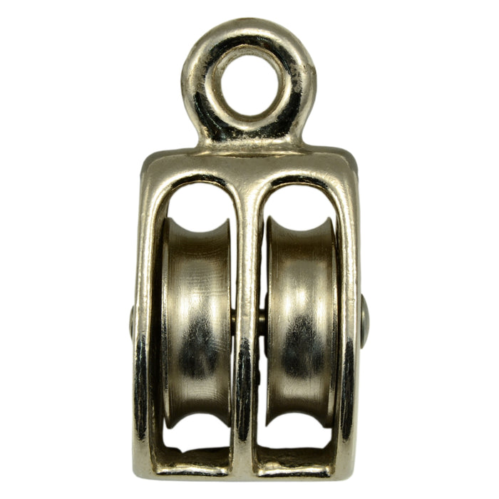 1-1/2" Nickel Fixed Eye Double Pulley