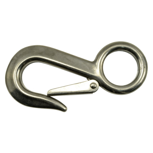 1-1/8" 18-8 Stainless Steel 180 Degree Fixed Eye Spring Snap Hooks