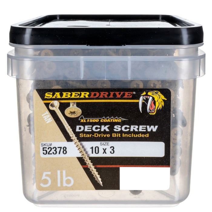 10 x 3" Star Drive Tan SaberDrive® Deck Screws 5 lb. Tub (309 pcs.)