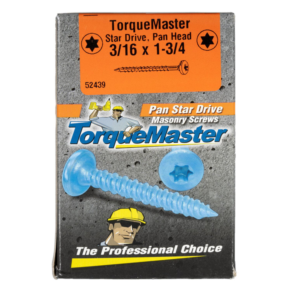 3/16" x 1-3/4" Blue Ruspert Coated Steel Star Drive Pan Head TorqueMaster Masonry Screws