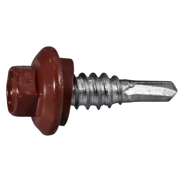1/4" x 7/8" Painted Red Zinc Plated Steel Hex Head Stitch Screws