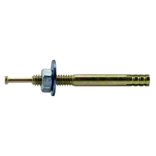 1/4" x 2-3/8" Zinc Plated Steel Blue Hammer Drive Anchors with Nuts and Washers