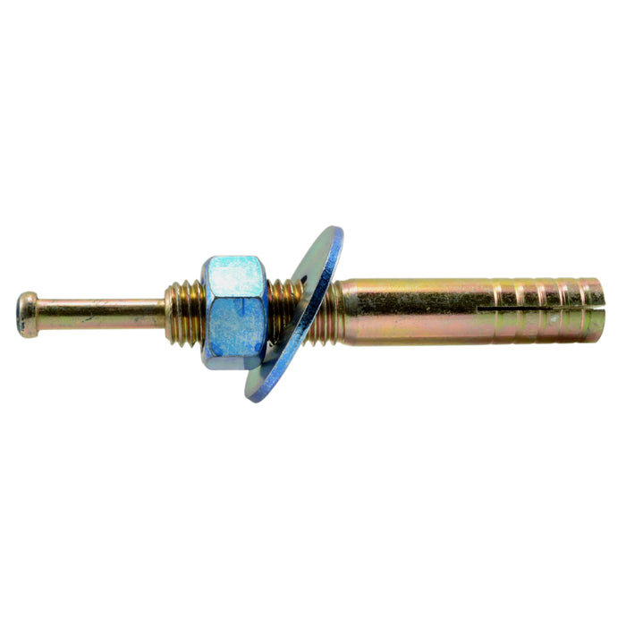 5/8" x 4" Zinc Plated Steel Blue Hammer Drive Anchors with Nuts and Washers