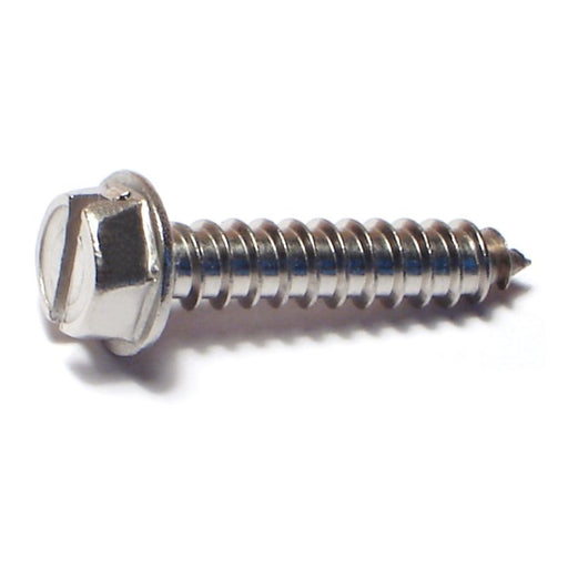 #12 x 1" 18-8 Stainless Steel Slotted Hex Washer Head Sheet Metal Screws