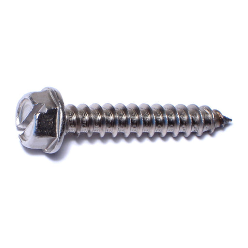 #14 x 1-1/2" 18-8 Stainless Steel Slotted Hex Washer Head Sheet Metal Screws