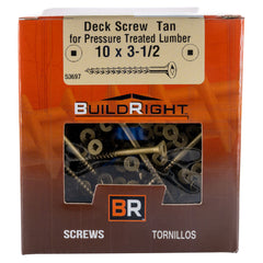 #10 x 3-1/2" Tan Ruspert Coated Steel Square Drive Bugle Head Deck Screws