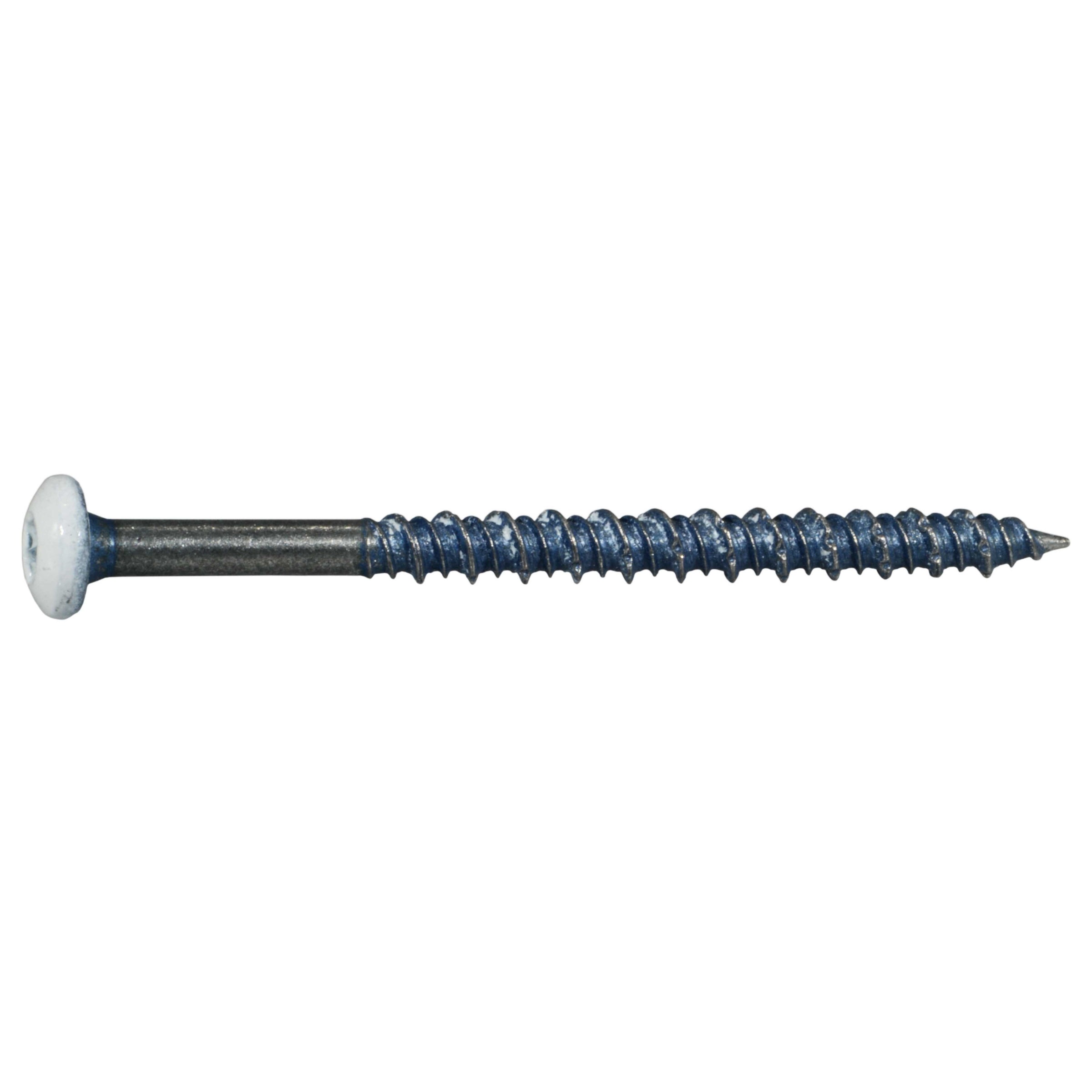 3/16" x 2-3/4" White Ruspert Coated Steel Star Drive Pan Head TorqueMaster Masonry Screws