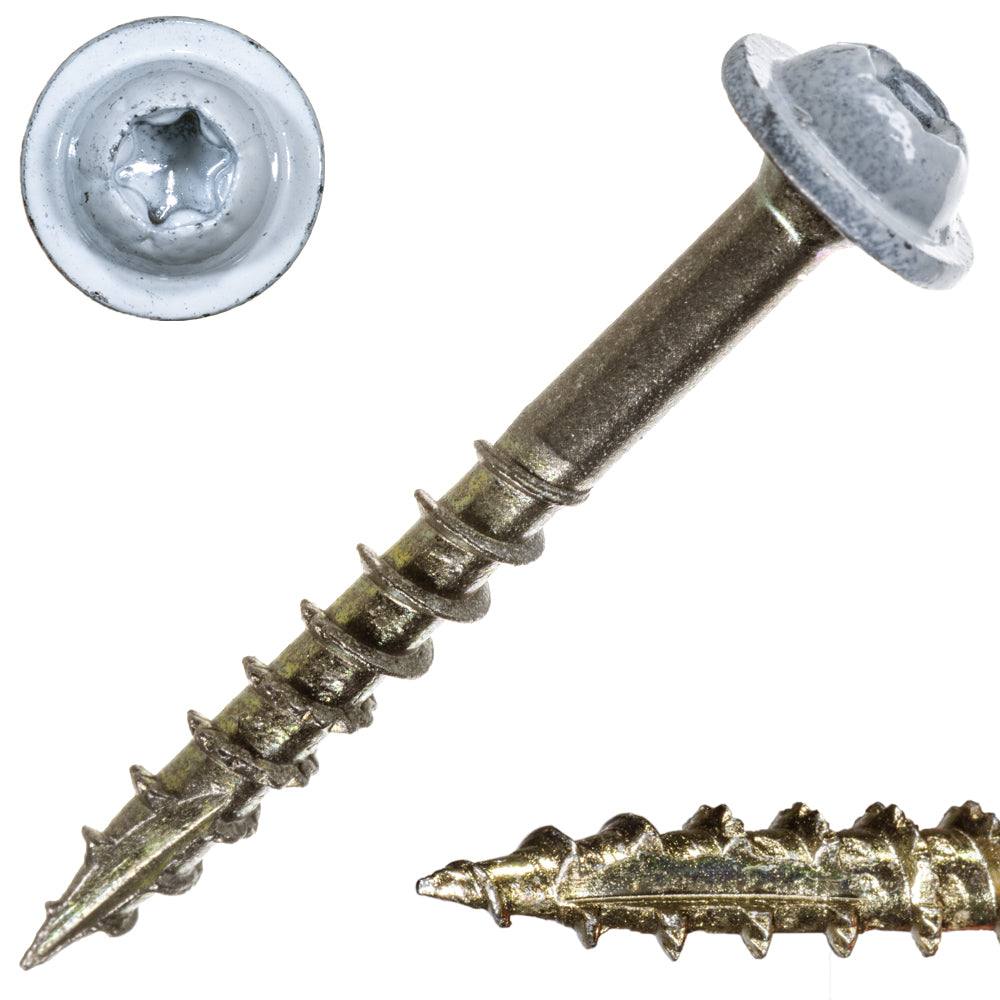 9 x 1-1/2" Star Drive White SaberDrive® Cabinet Screws