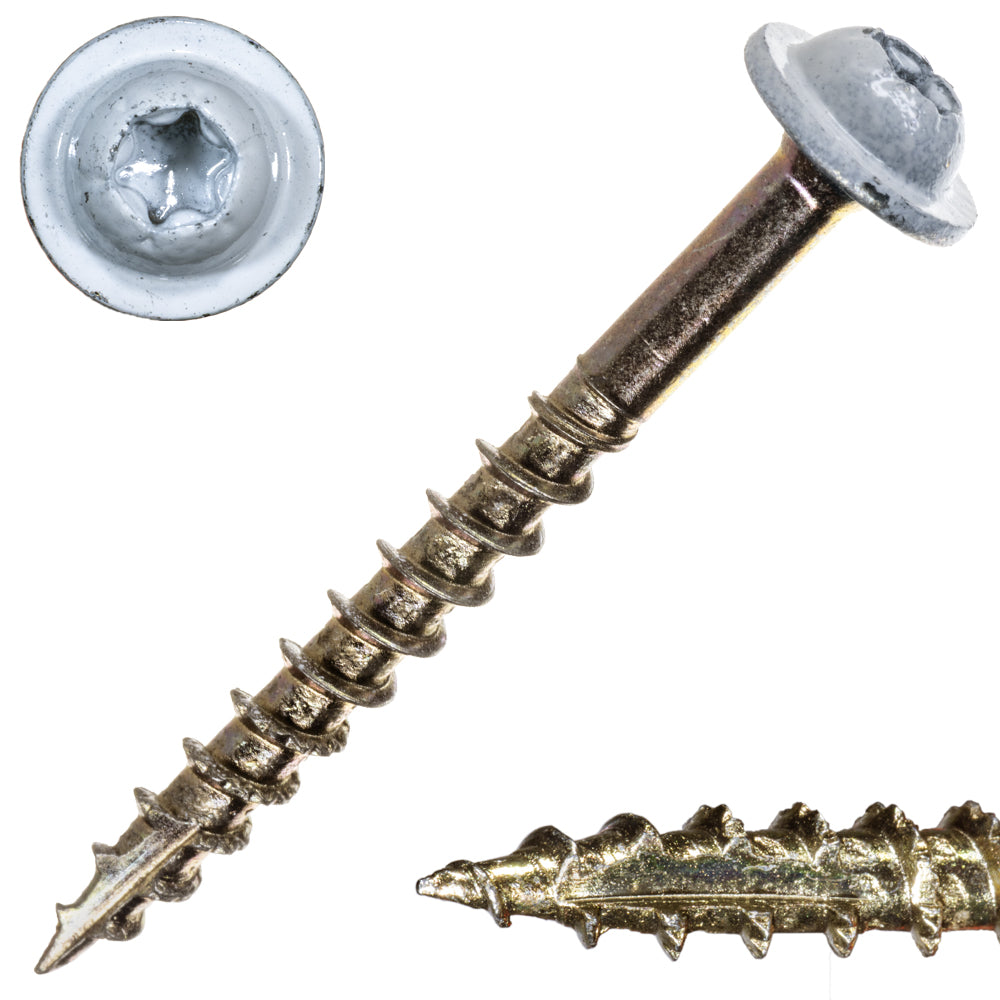 9 x 1-3/4" Star Drive White SaberDrive® Cabinet Screws