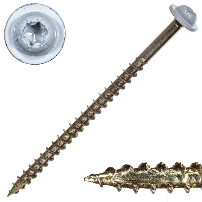 9 x 3" Star Drive White SaberDrive® Cabinet Screws