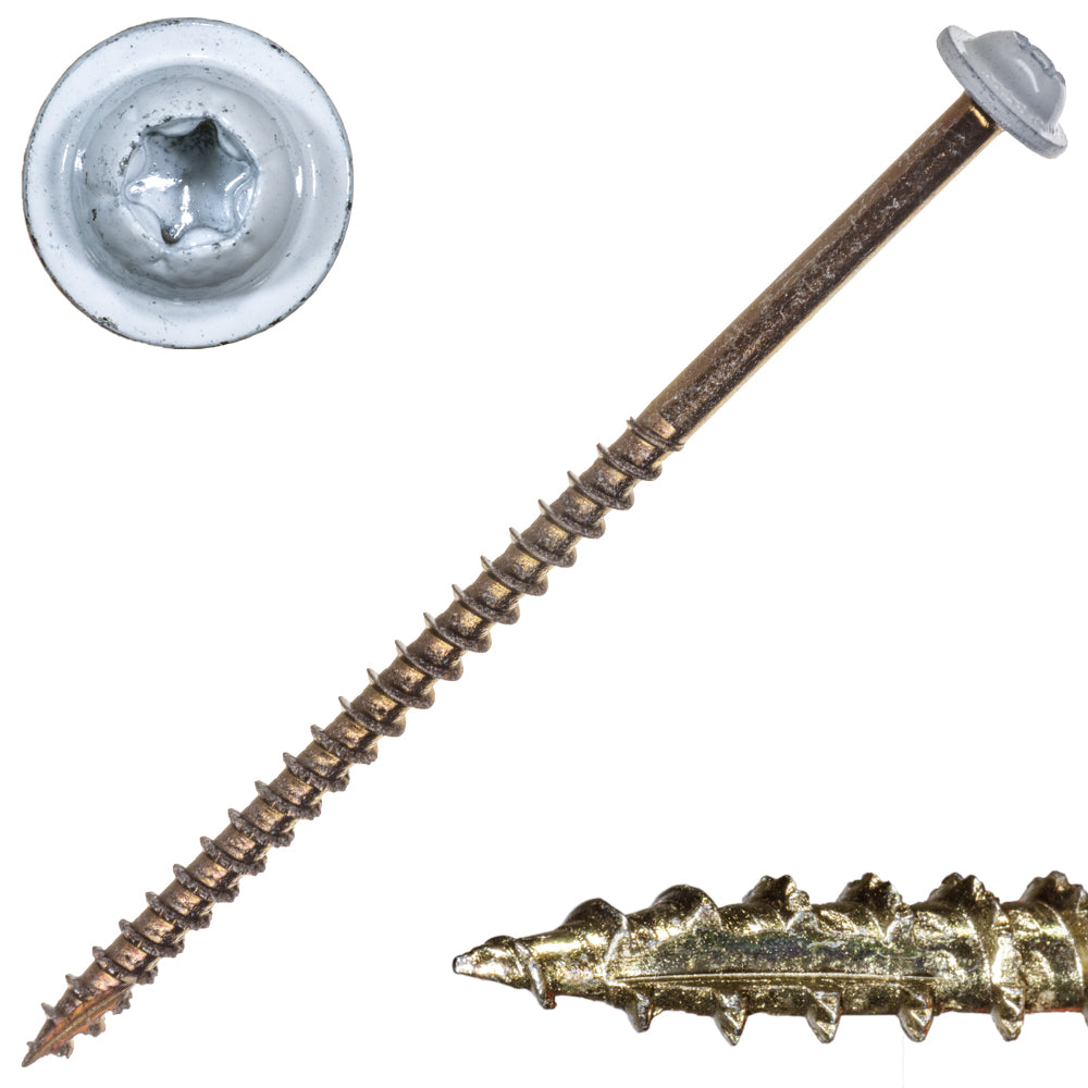 9 x 3-1/2" Star Drive White SaberDrive® Cabinet Screws