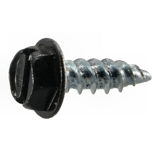 #7 x 1/2" Black Painted Zinc Plated Steel Slotted Hex Washer Head Gutter Screws