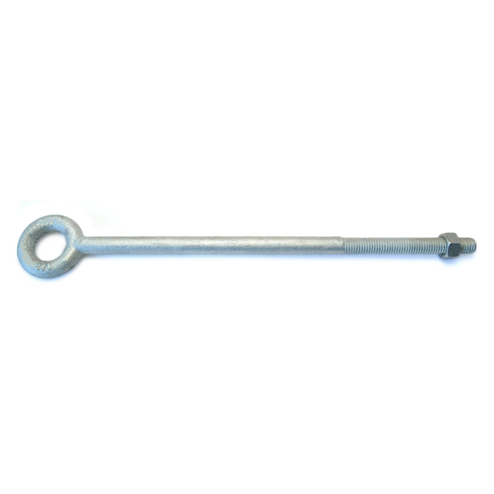 1/2"-13 x 1" x 12" x 14" Hot Dip Galvanized Steel Coarse Thread Eye Bolts