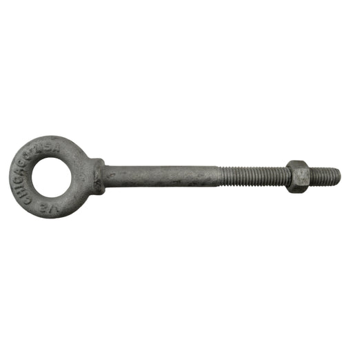 1/2"-13 x 6" Hot Dip Galvanized Steel Coarse Thread Eyebolts w/Shield Nuts