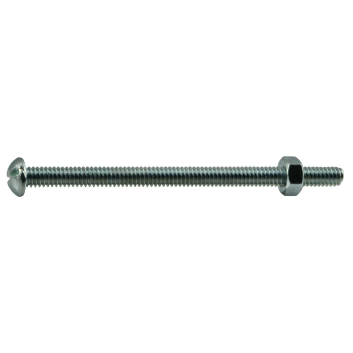 1/4"-20 x 4" Zinc Plated Steel Coarse Thread Slotted Round Head Stove Bolts