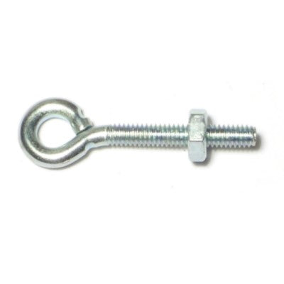 5/32"-32 x 1-5/8" Zinc Plated Steel Coarse Thread Eye Bolts with Nuts