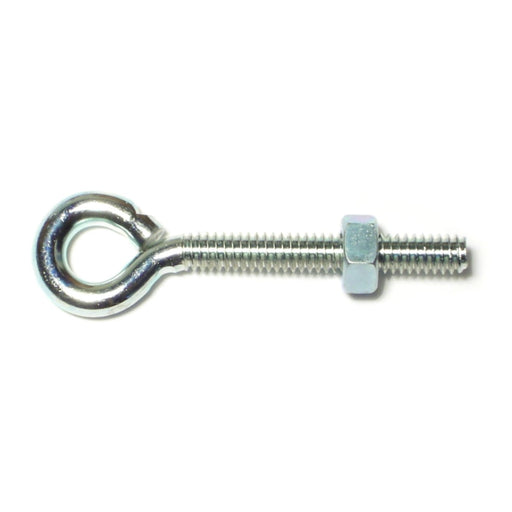 1/4"-20 x 2-5/8" Zinc Plated Steel Coarse Thread Eye Bolts with Nuts