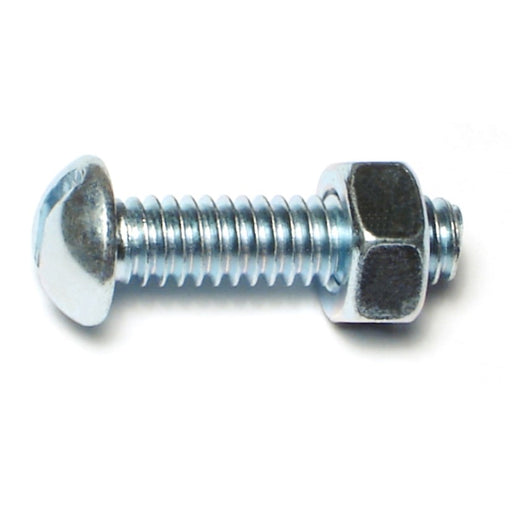 1/4"-20 x 1" Zinc Plated Steel Coarse Thread Slotted Round Head Stove Bolts