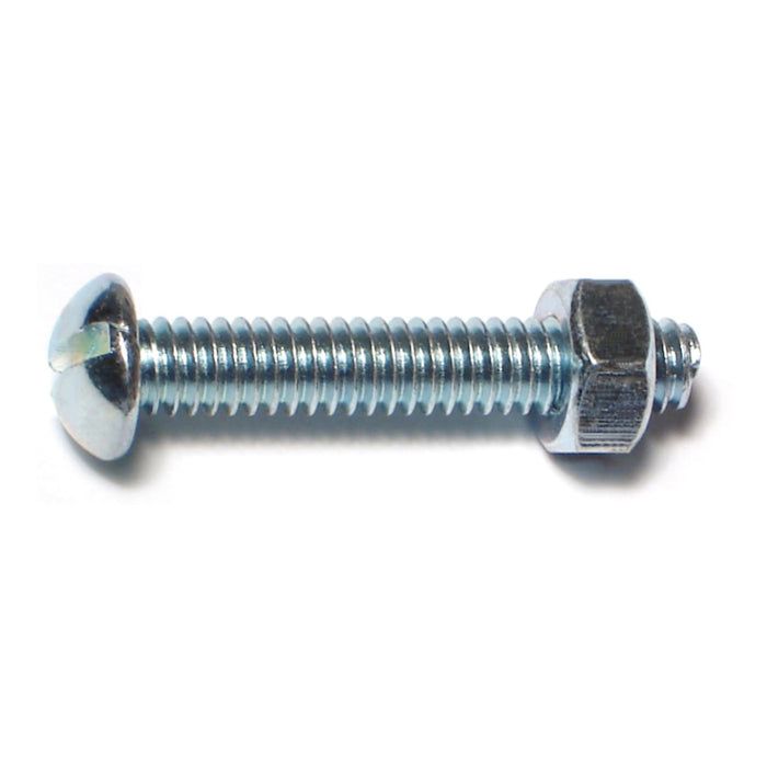 1/4"-20 x 1-1/2" Zinc Plated Steel Coarse Thread Slotted Round Head Stove Bolts